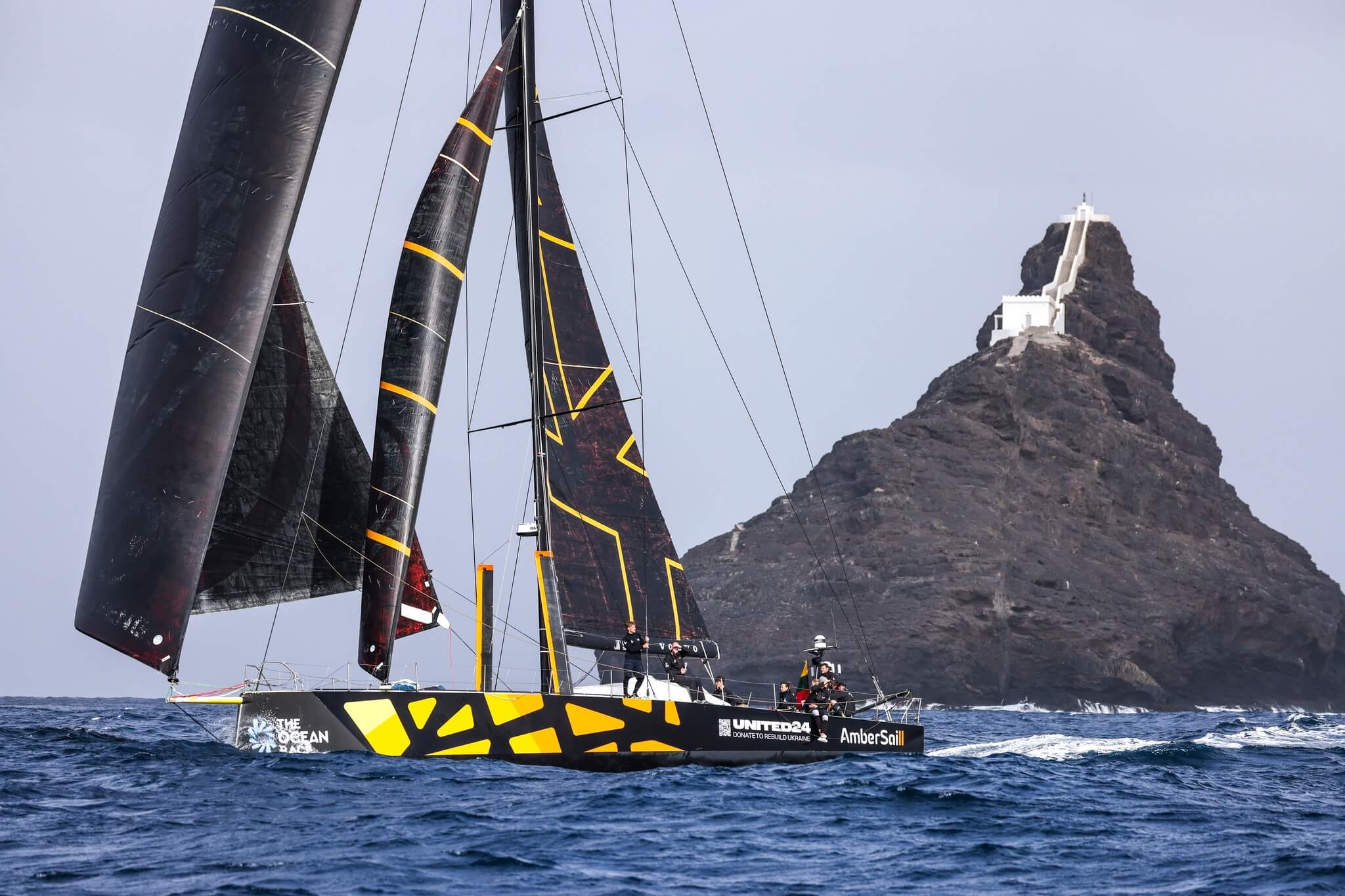 Finish of the first leg of The Ocean Race, Cabo Verde, 2023